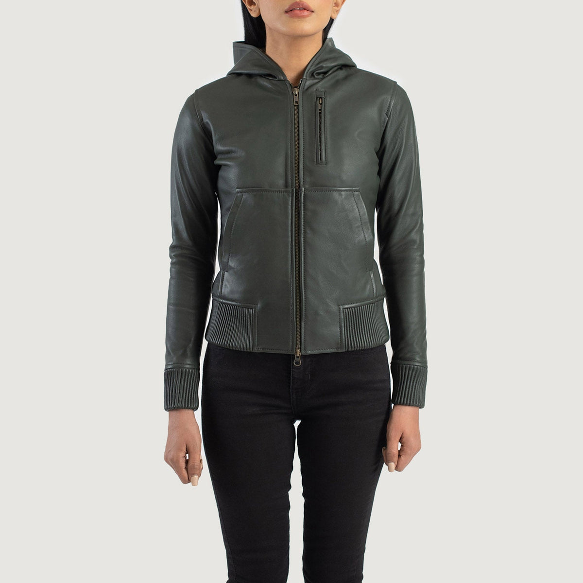 
Luna Hooded Xhaketë Bomber Lëkure për Femra – alternate product view 4