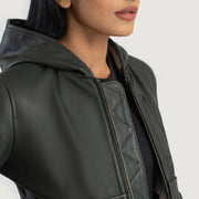 
Luna Hooded Xhaketë Bomber Lëkure për Femra – alternate product view 6