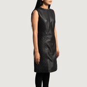 
Black Sheepskin leather Coat - Pamje e pasme me supe të theksuara dhe buzë të pastër