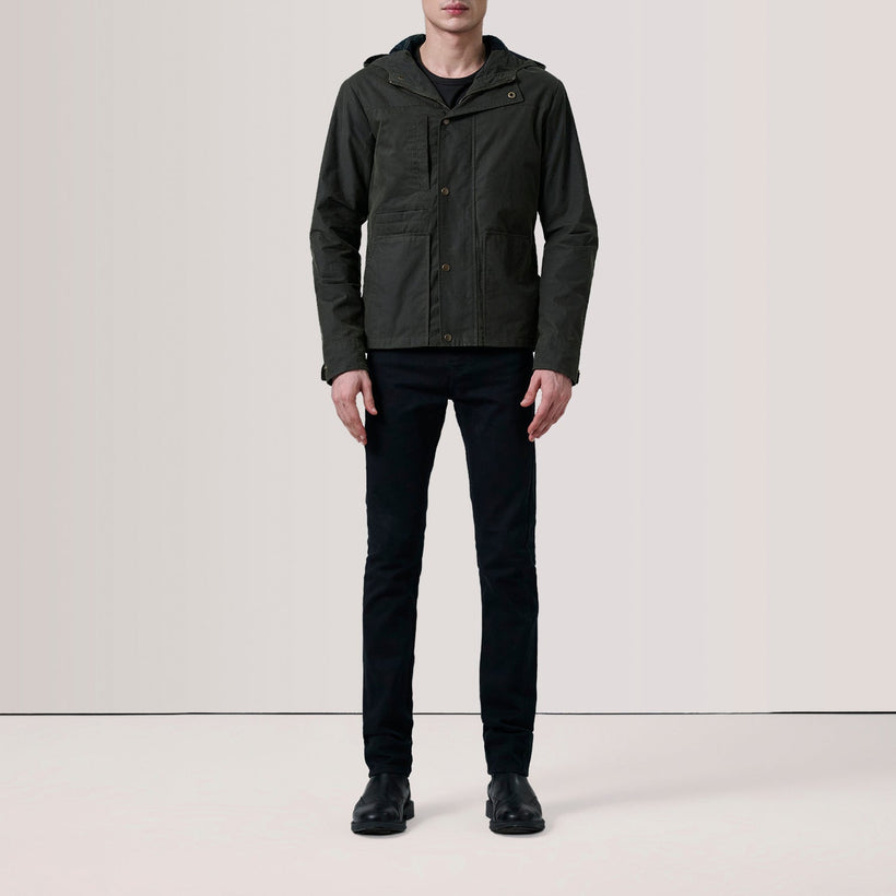 Marlo Olive Canvas Hooded Work Xhaketë lëkure për meshkuj