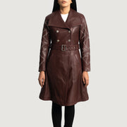 
Missoni Vishnje Mantel Trench Lëkure për Femra in Maroon Sheepskin Leather - Pamje ballore dhe siluetë e përshtatur | Bli online