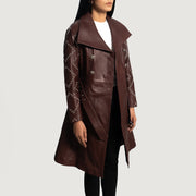 
Missoni Vishnje Mantel Trench Lëkure për Femra - Pamje anësore me prerje ergonomike të mëngëve