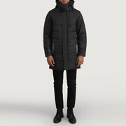 
Moore E zezë Hooded Parka për Meshkuj - Pamje anësore me prerje ergonomike të mëngëve