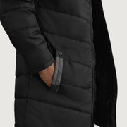 
Detaje nga afër of Classic Collar & Zipper With Snap Button Placket Hardware on Moore E zezë Hooded Parka për Meshkuj