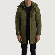 
Moore E gjelbër Hooded Parka për Meshkuj in Green Full-Grain Leather - Pamje ballore dhe siluetë e përshtatur | Bli online