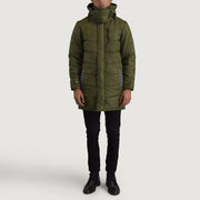 
Moore E gjelbër Hooded Parka për Meshkuj - Pamje anësore me prerje ergonomike të mëngëve