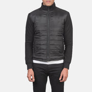 
Detaje nga afër of High Neck & Zipper with wind flap Hardware on Nashville E tegelisur E zezë Windbreaker Xhaketë Lëkure për Meshkuj