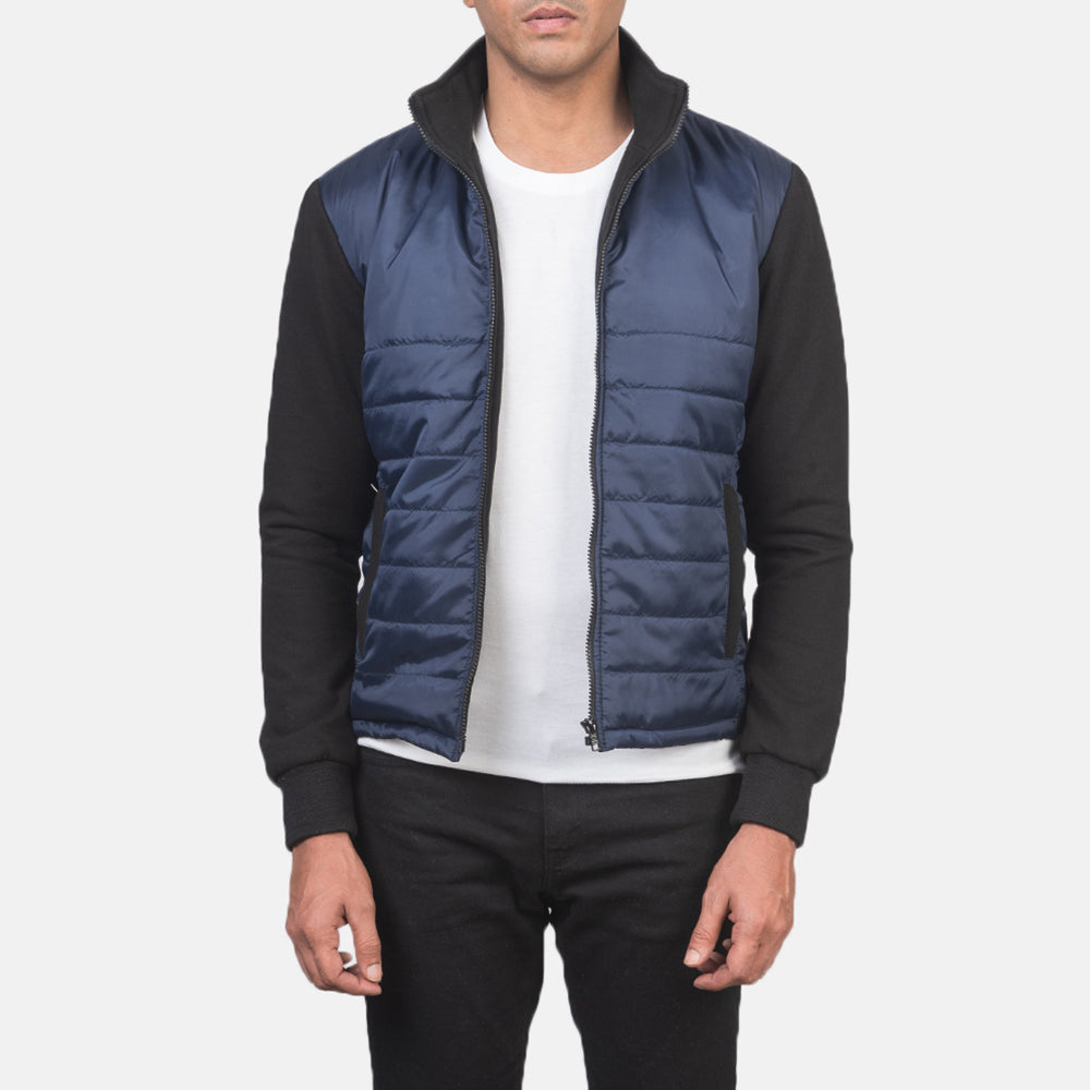 
Nashville E tegelisur Blu Windbreaker Xhaketë Lëkure për Meshkuj in Blue & Black Nylon (Torso) &Amp; Knitted Fabric (Sleeves) - Pamje ballore dhe siluetë e përshtatur | Bli online