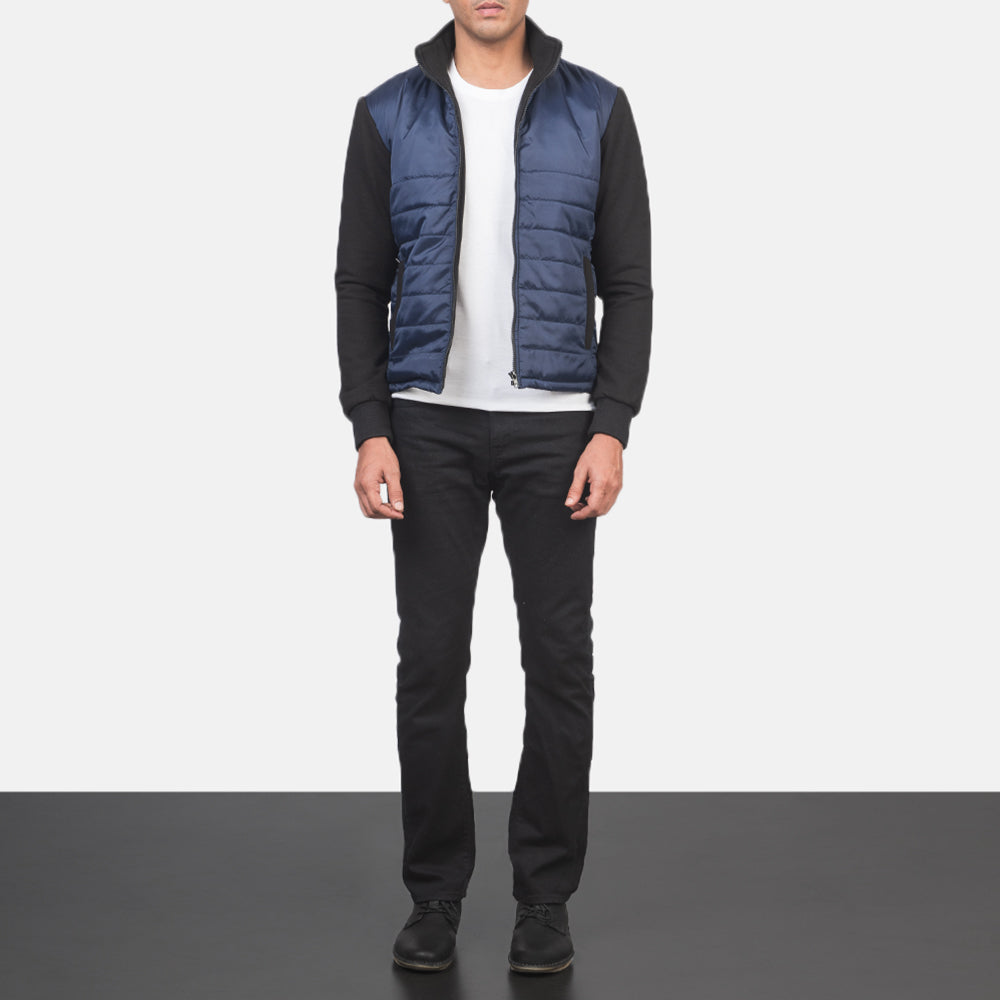 
Nashville E tegelisur Blu Windbreaker Xhaketë Lëkure për Meshkuj - Pamje anësore me prerje ergonomike të mëngëve