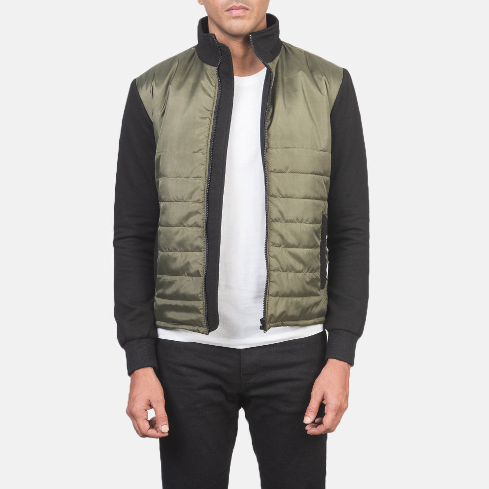 
Nashville E tegelisur E gjelbër Windbreaker Xhaketë Lëkure për Meshkuj in Green & Black Nylon (Torso) &Amp; Knitted Fabric (Sleeves) - Pamje ballore dhe siluetë e përshtatur | Bli online