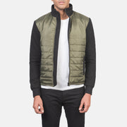 
Nashville E tegelisur E gjelbër Windbreaker Xhaketë Lëkure për Meshkuj in Green & Black Nylon (Torso) &Amp; Knitted Fabric (Sleeves) - Pamje ballore dhe siluetë e përshtatur | Bli online