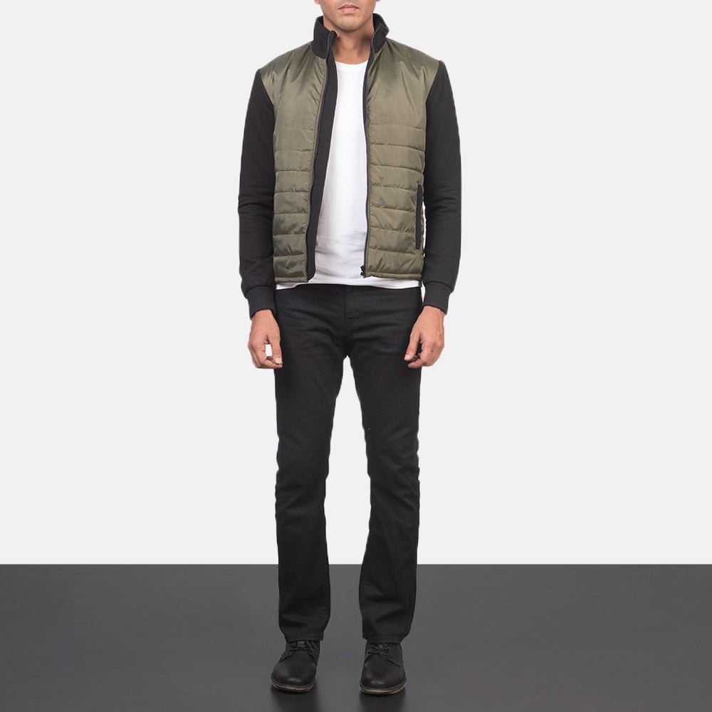 
Nashville E tegelisur E gjelbër Windbreaker Xhaketë Lëkure për Meshkuj - Pamje anësore me prerje ergonomike të mëngëve