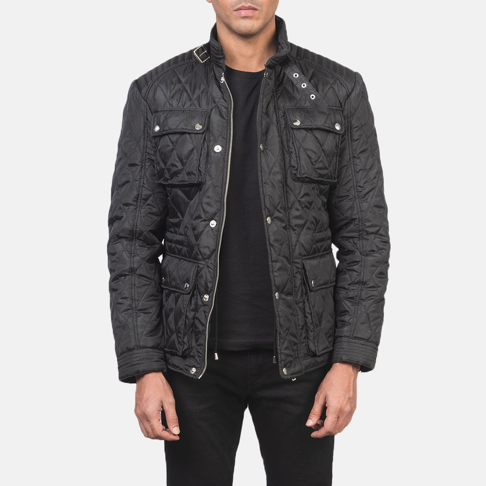 Nelson Quilted Black Windbreaker Jacket in Black Polyester - Pamje ballore dhe siluetë e përshtatur | Bli online