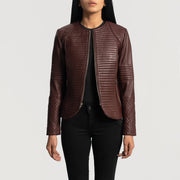 
Nexi Quilted Maroon Leather Jacket - Pamje anësore me prerje ergonomike të mëngëve