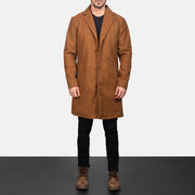 
Detaje nga afër of Notch & Button Hardware on Petrillo Khaki Wool Single Breasted Pallto Lëkure për Meshkuj