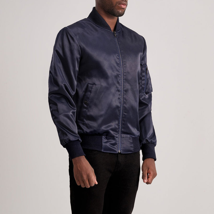 Quinton MA-1 Blue Xhaketë bomber lëkure për meshkuj