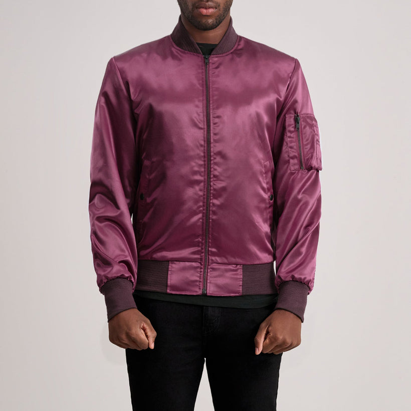 Quinton MA-1 Maroon Xhaketë bomber lëkure për meshkuj