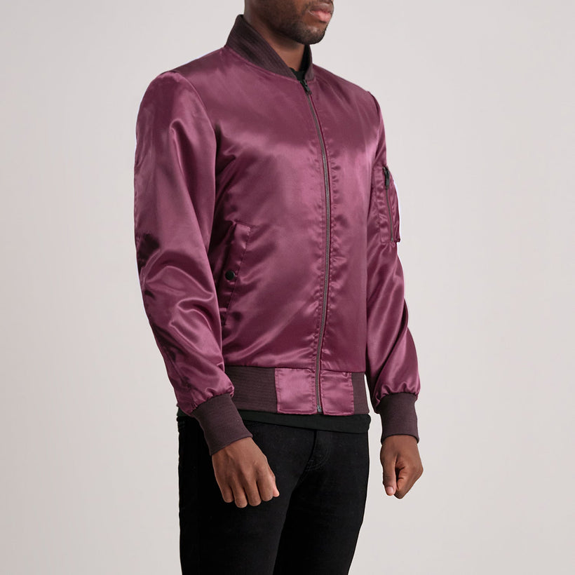 Quinton MA-1 Maroon Xhaketë bomber lëkure për meshkuj