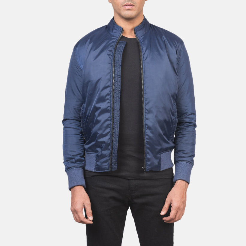 Ramon Blu Xhaketë Bomber Lëkure për Meshkuj