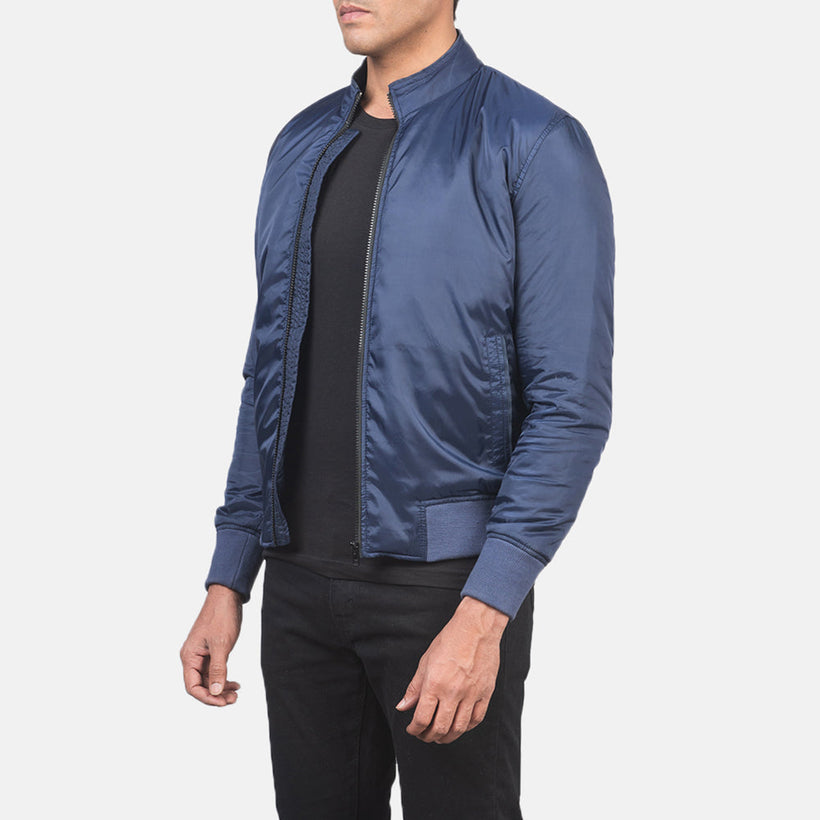 Ramon Blu Xhaketë Bomber Lëkure për Meshkuj