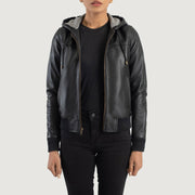
Rebella Hooded Xhaketë Bomber Lëkure për Femra – alternate product view 1