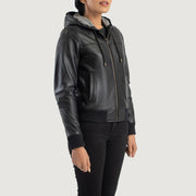 
Rebella Hooded Xhaketë Bomber Lëkure për Femra – alternate product view 2