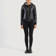
Rebella Hooded Xhaketë Bomber Lëkure për Femra – alternate product view 3