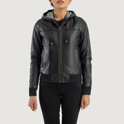 
Rebella Hooded Xhaketë Bomber Lëkure për Femra – alternate product view 4