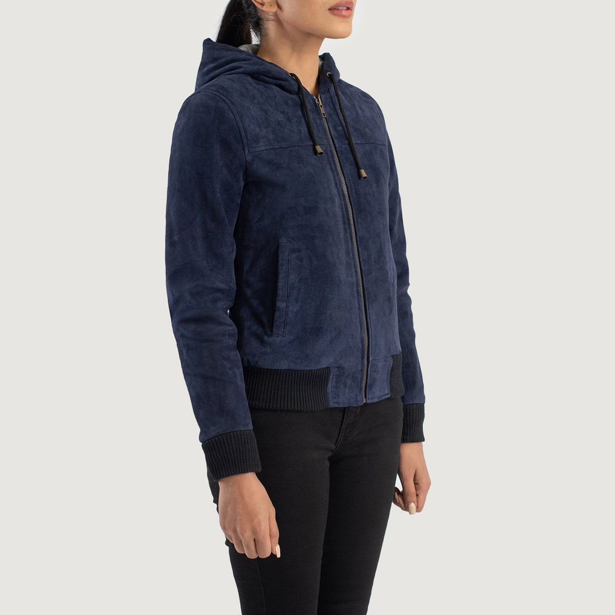 
Rebella Hooded Xhaketë Bomber Lëkure për Femra – alternate product view 2