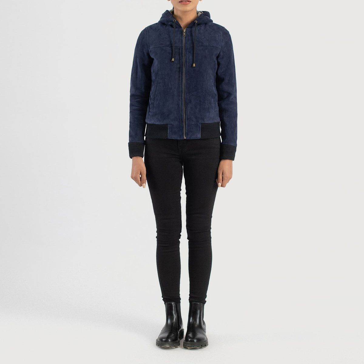 
Rebella Hooded Xhaketë Bomber Lëkure për Femra – alternate product view 3
