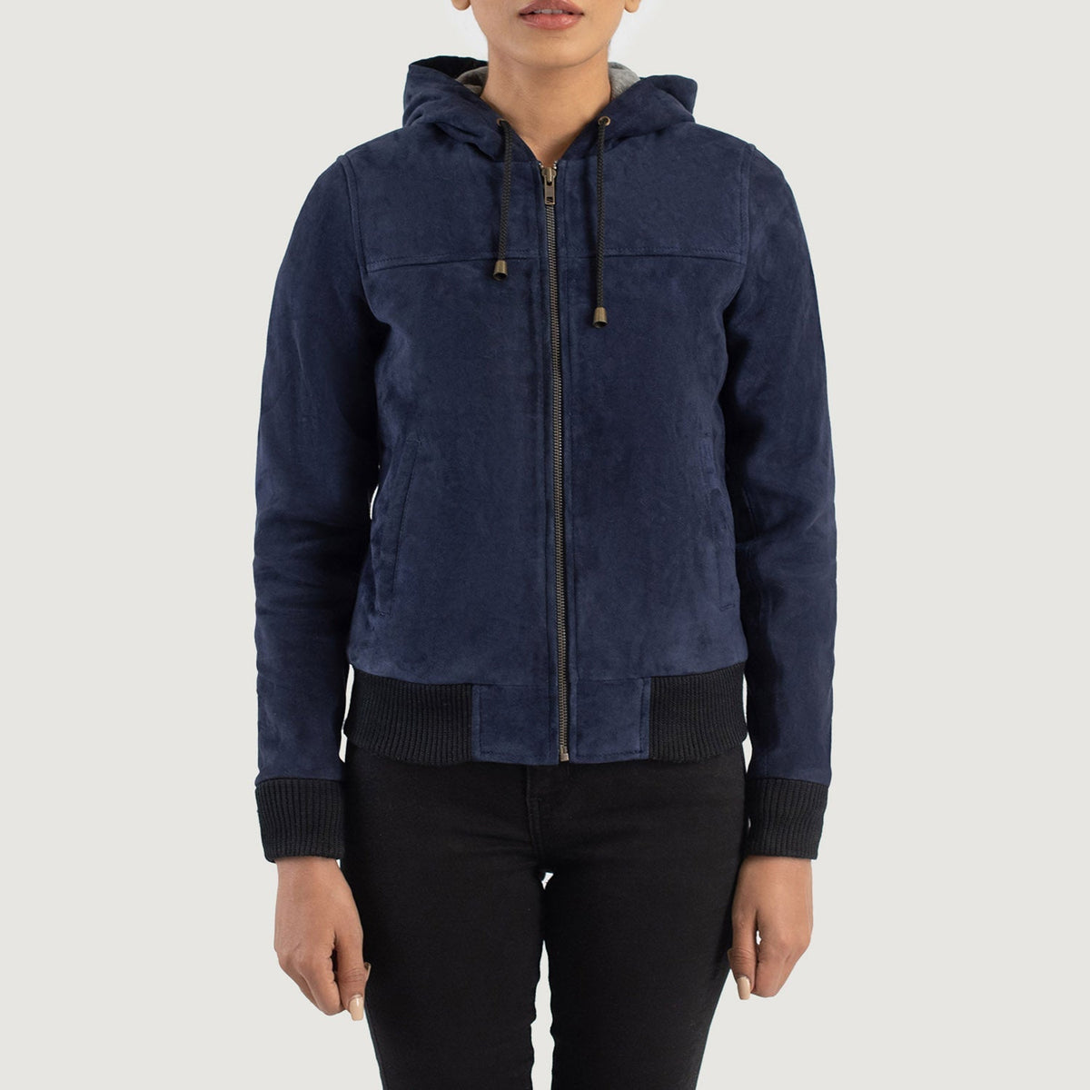 
Rebella Hooded Xhaketë Bomber Lëkure për Femra – alternate product view 4