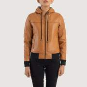 
Rebella Hooded Xhaketë Bomber Lëkure për Femra – alternate product view 4