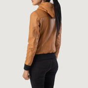 
Rebella Hooded Xhaketë Bomber Lëkure për Femra – alternate product view 5