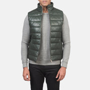 
Reeves E gjelbër Leather Jelek i fryrë i ngrohtë për Meshkuj in Green Sheepskin Leather - Pamje ballore dhe siluetë e përshtatur | Bli online