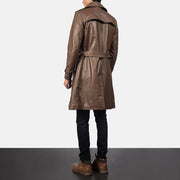 
Royson Kafe Leather Duster Pallto Lëkure për Meshkuj - Pamje anësore me prerje ergonomike të mëngëve