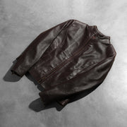 
Pamje e veshur në trup:  Rumella Maroon Leather Biker Jacket në model në dritë natyrale dite