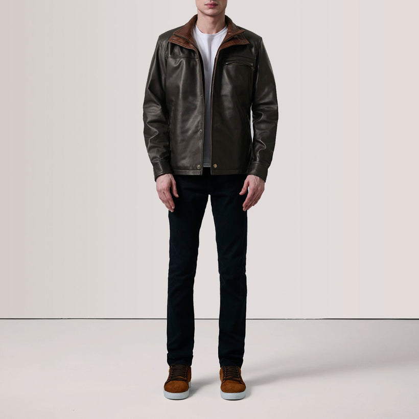 Sean Kafe Leather Classic Xhaketë lëkure për meshkuj