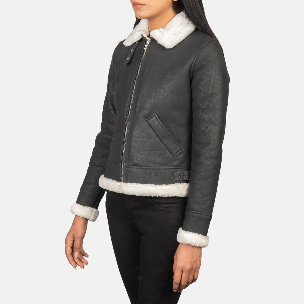 
Sherilyn B-3 E zezë Xhaketë Bomber Lëkure për Femra – alternate product view 2