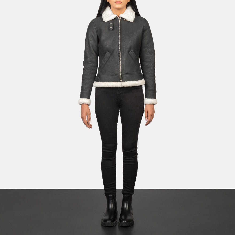 
Sherilyn B-3 E zezë Xhaketë Bomber Lëkure për Femra – alternate product view 3