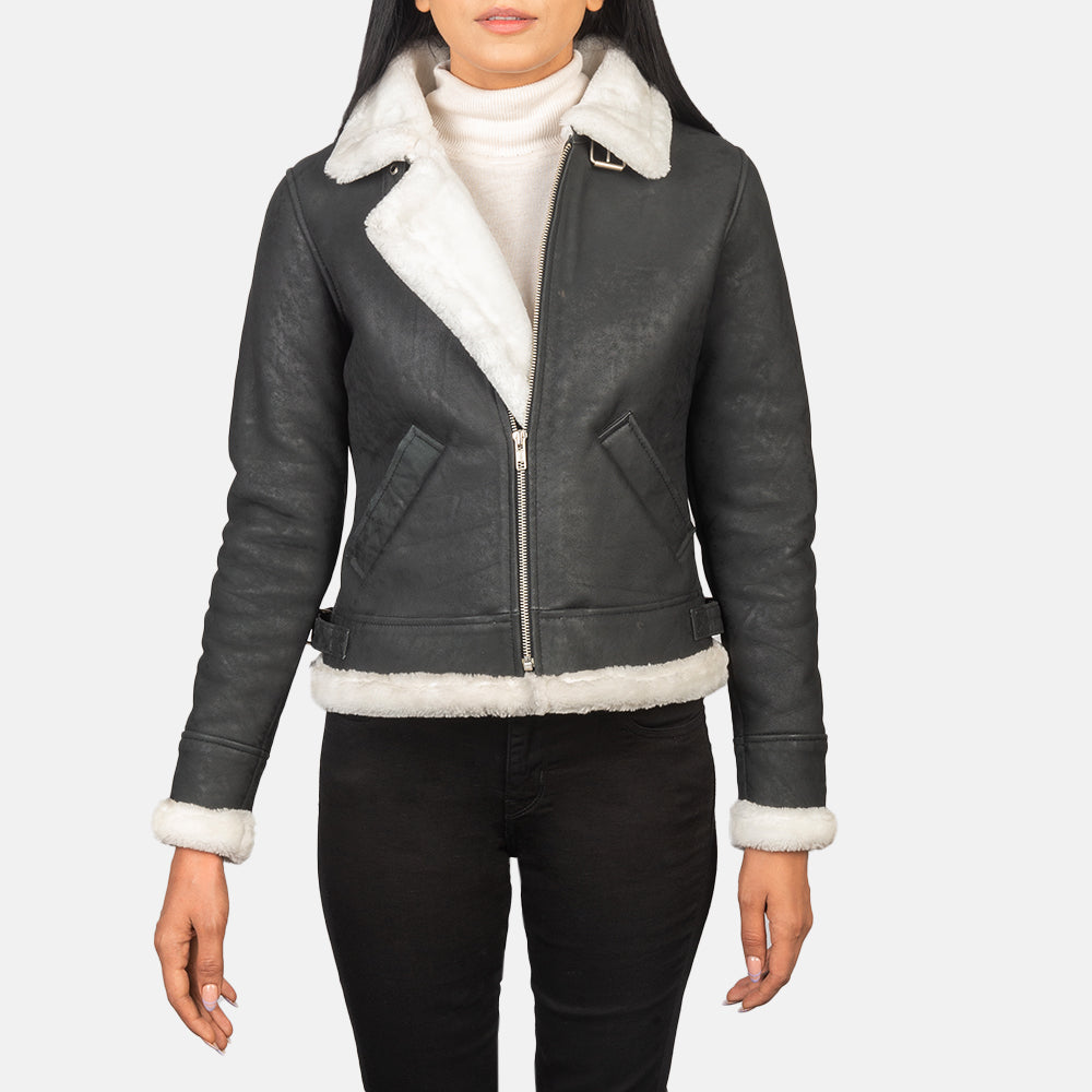 
Sherilyn B-3 E zezë Xhaketë Bomber Lëkure për Femra – alternate product view 4