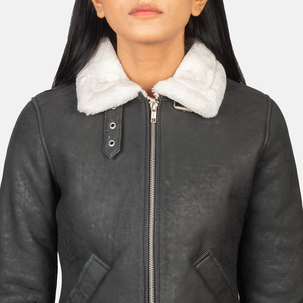 
Sherilyn B-3 E zezë Xhaketë Bomber Lëkure për Femra – alternate product view 6
