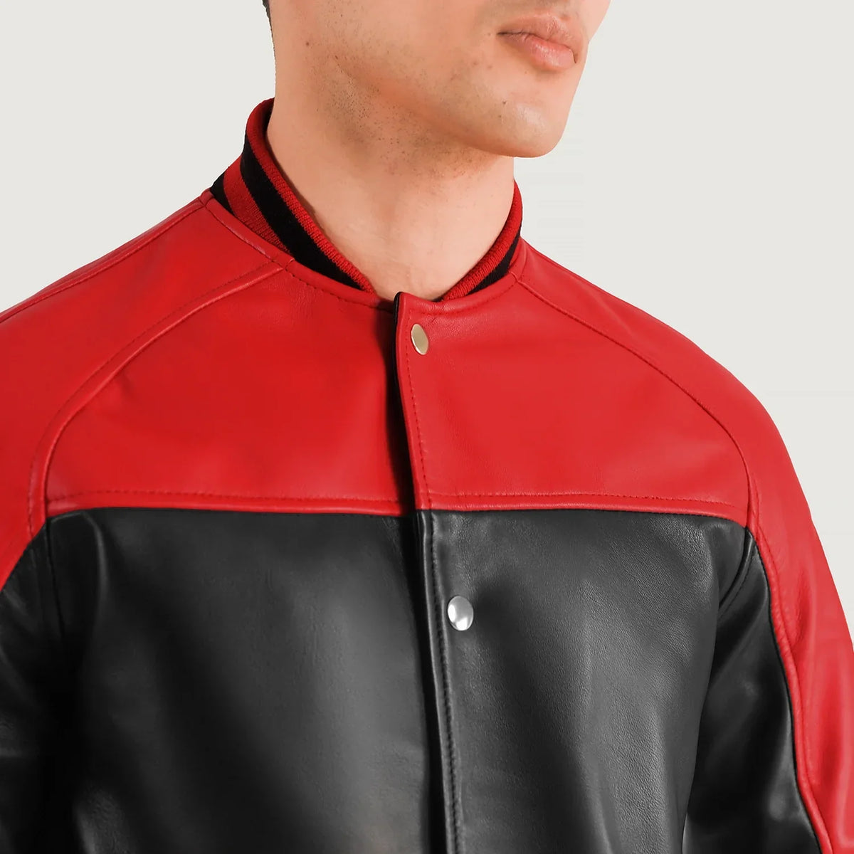 
Terrance E zezë Varsity Xhaketë Lëkure për Meshkuj – alternate product view 3