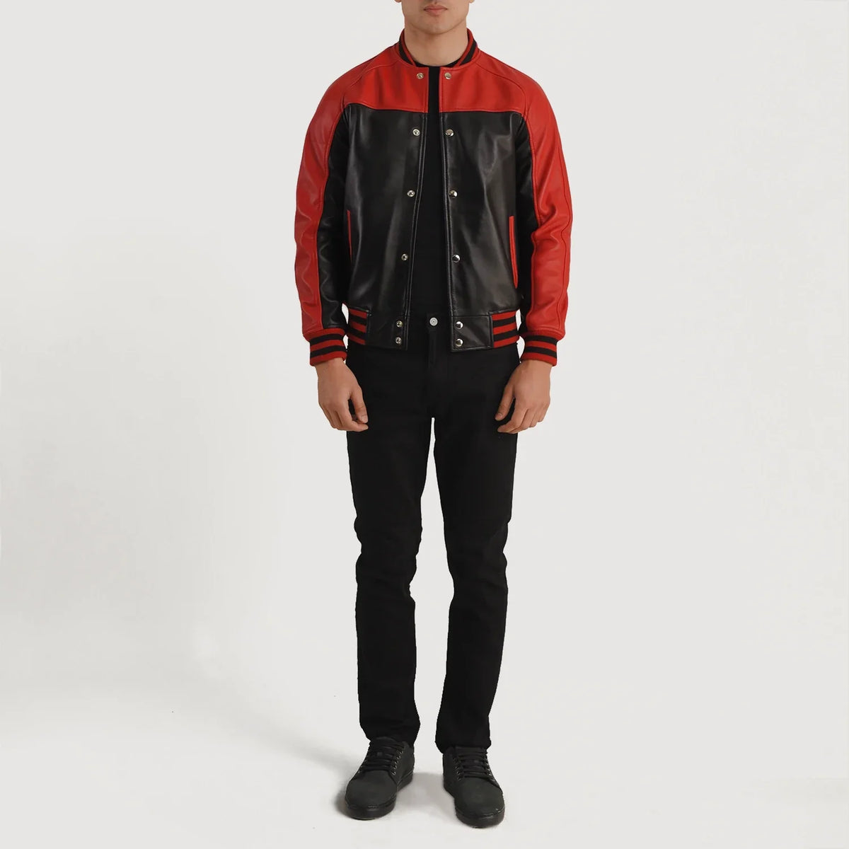 
Terrance E zezë Varsity Xhaketë Lëkure për Meshkuj – alternate product view 5