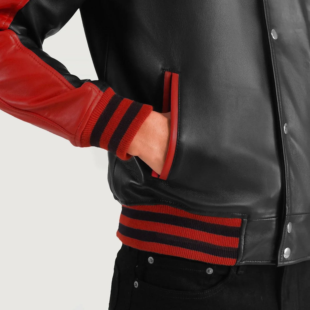 
Terrance E zezë Varsity Xhaketë Lëkure për Meshkuj – alternate product view 6