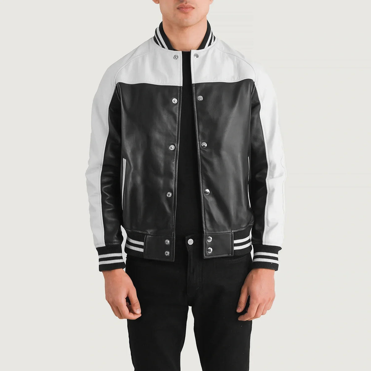 
Terrance E zezë Varsity Xhaketë Lëkure për Meshkuj – alternate product view 1