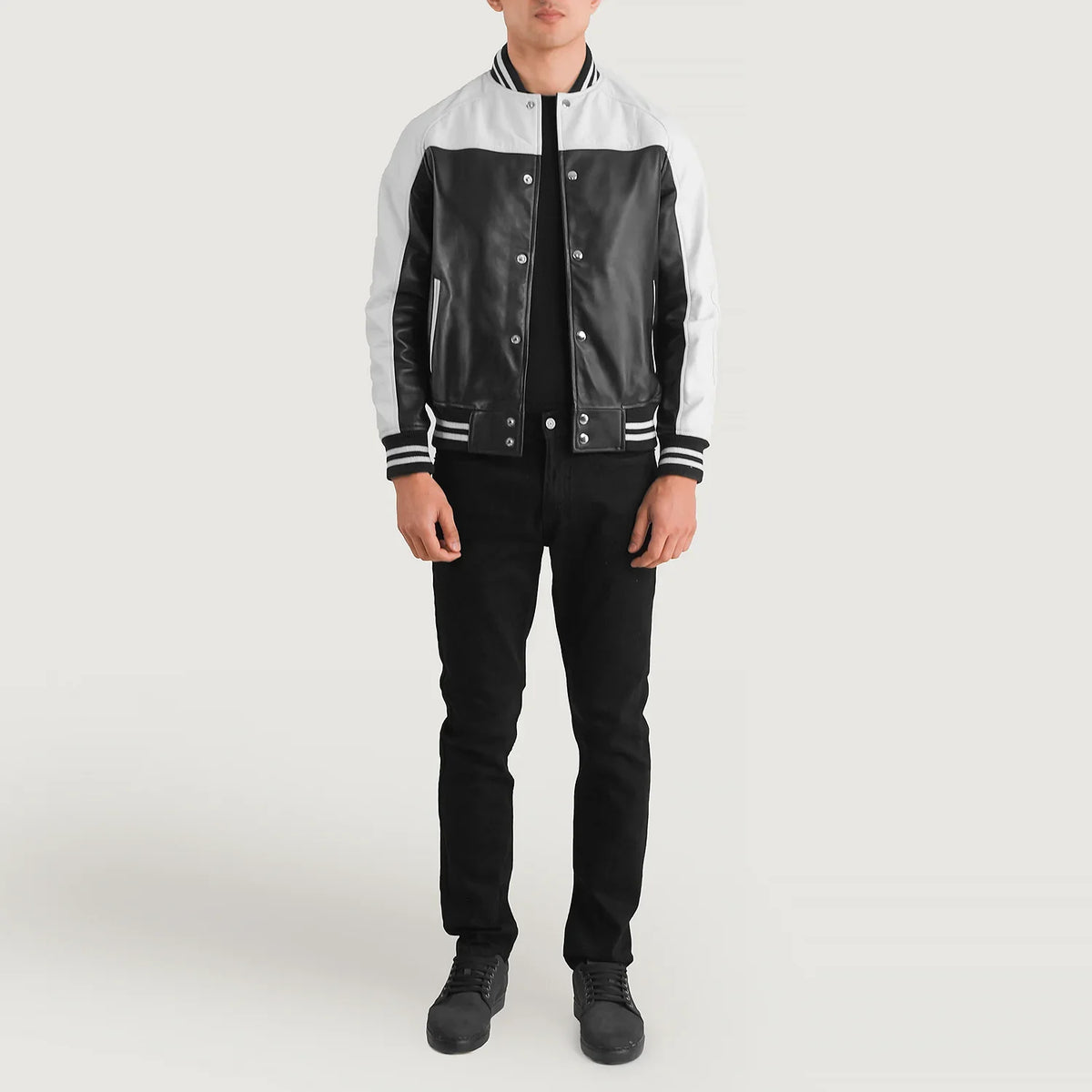 
Terrance E zezë Varsity Xhaketë Lëkure për Meshkuj – alternate product view 3