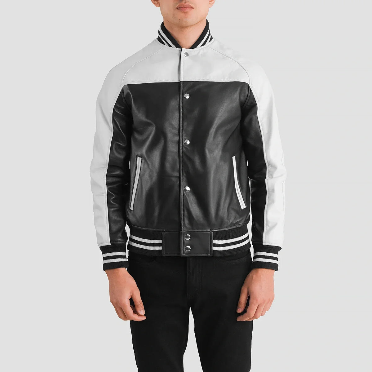 
Terrance E zezë Varsity Xhaketë Lëkure për Meshkuj – alternate product view 4