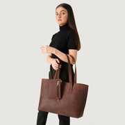 
Distressed Brown Full-Grain leather Bag - Pamje e pasme me rripa lëkure të përforcuar