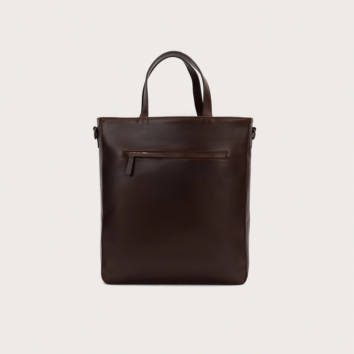 
Vintage Brown Full-Grain leather Bag - Pamje e pasme me rripa lëkure të përforcuar