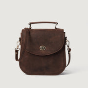 
The Sandra Vintage Distressed Brown Leather Saddle Bag For Women in Distressed Brown Full-Grain Leather - Full Exterior Pamje ballore dhe siluetë e përshtatur | Bli online